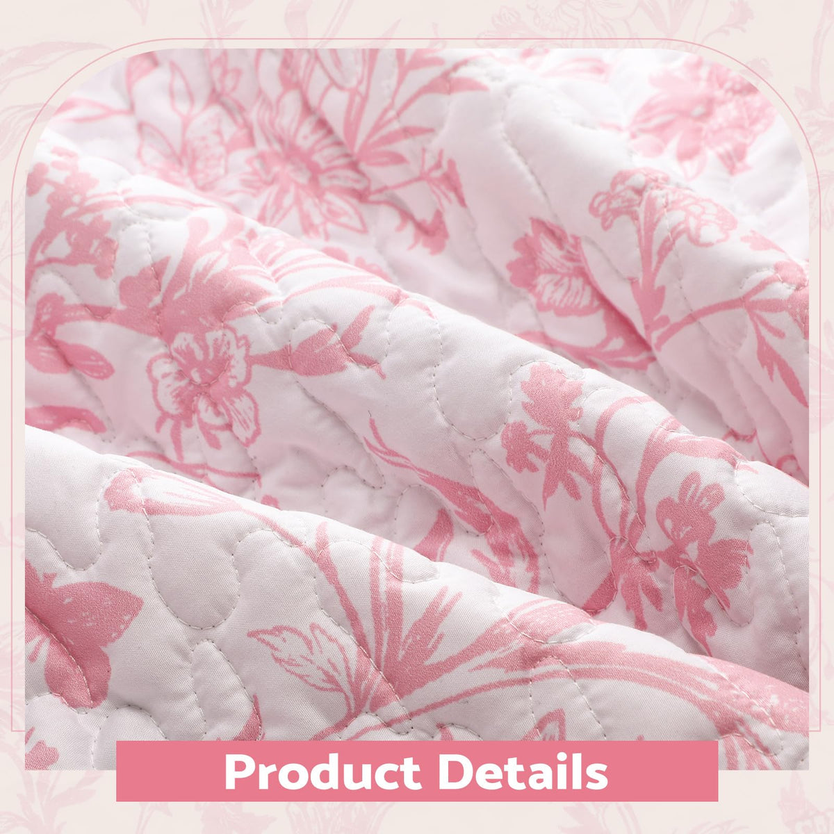 Blue Floral Quilted Throw Blanket, 50 x 60 Inch