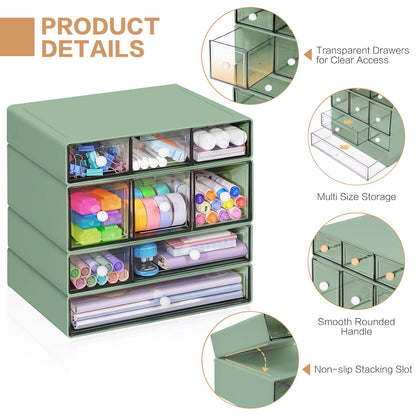 Blue 9-Drawer Desktop Storage Organizer