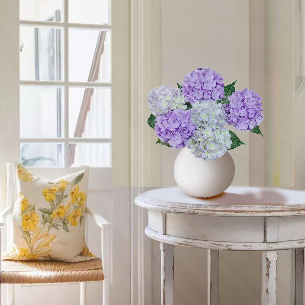 Blue Hydrangea Faux Flowers, 6 Stems