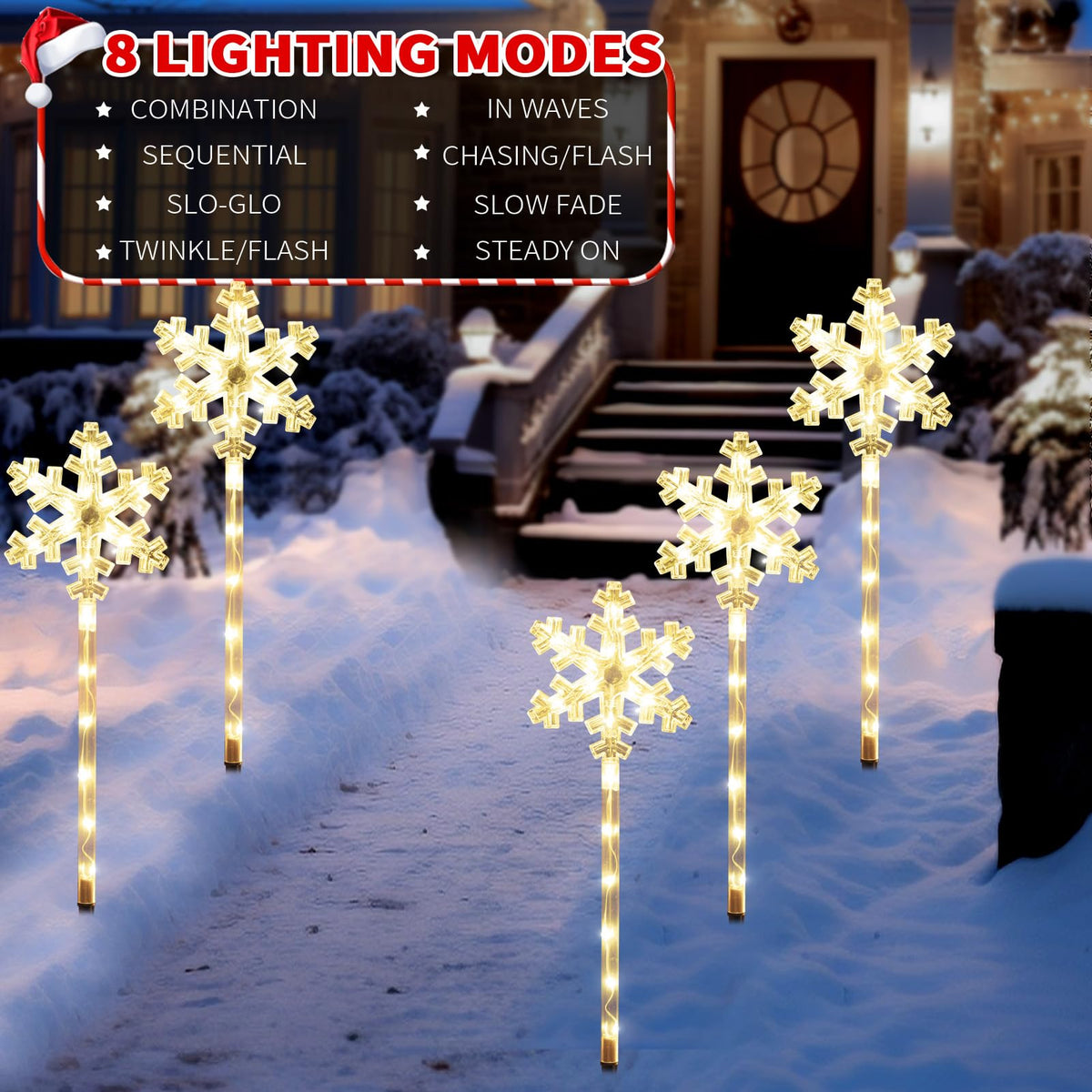 Solar Snowflake Pathway Lights, 10 Pack
