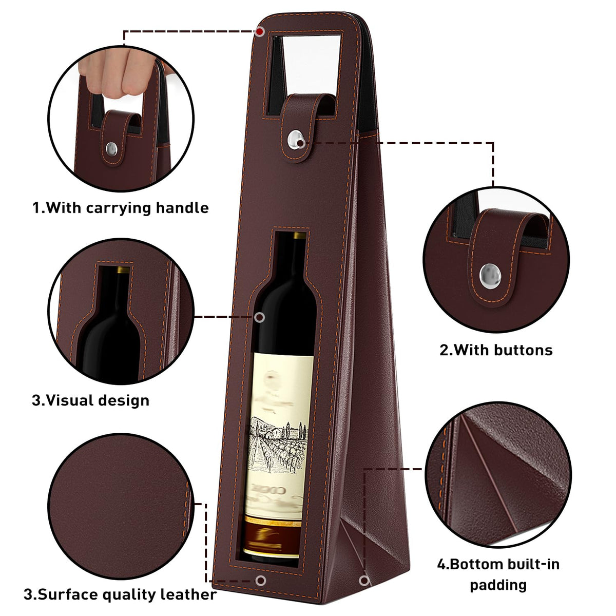 Blue Leather Wine Gift Bag