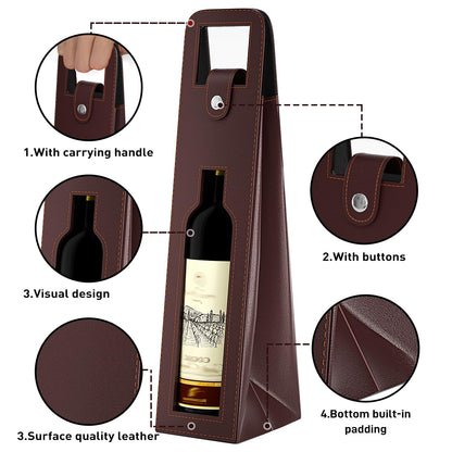 Blue Leather Wine Gift Bag