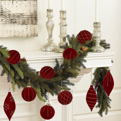 Royal Blue Velvet Christmas Ornament Balls, Set of 12