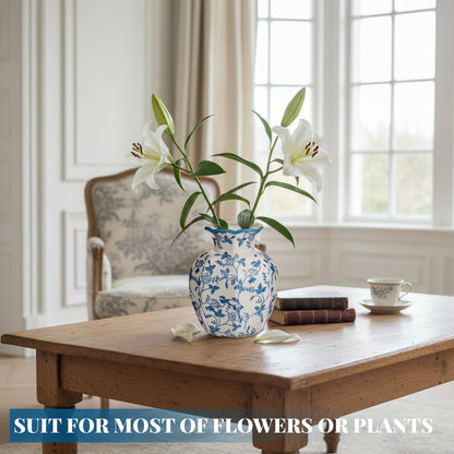 Set of 2 Blue and White Chinoiserie Vases