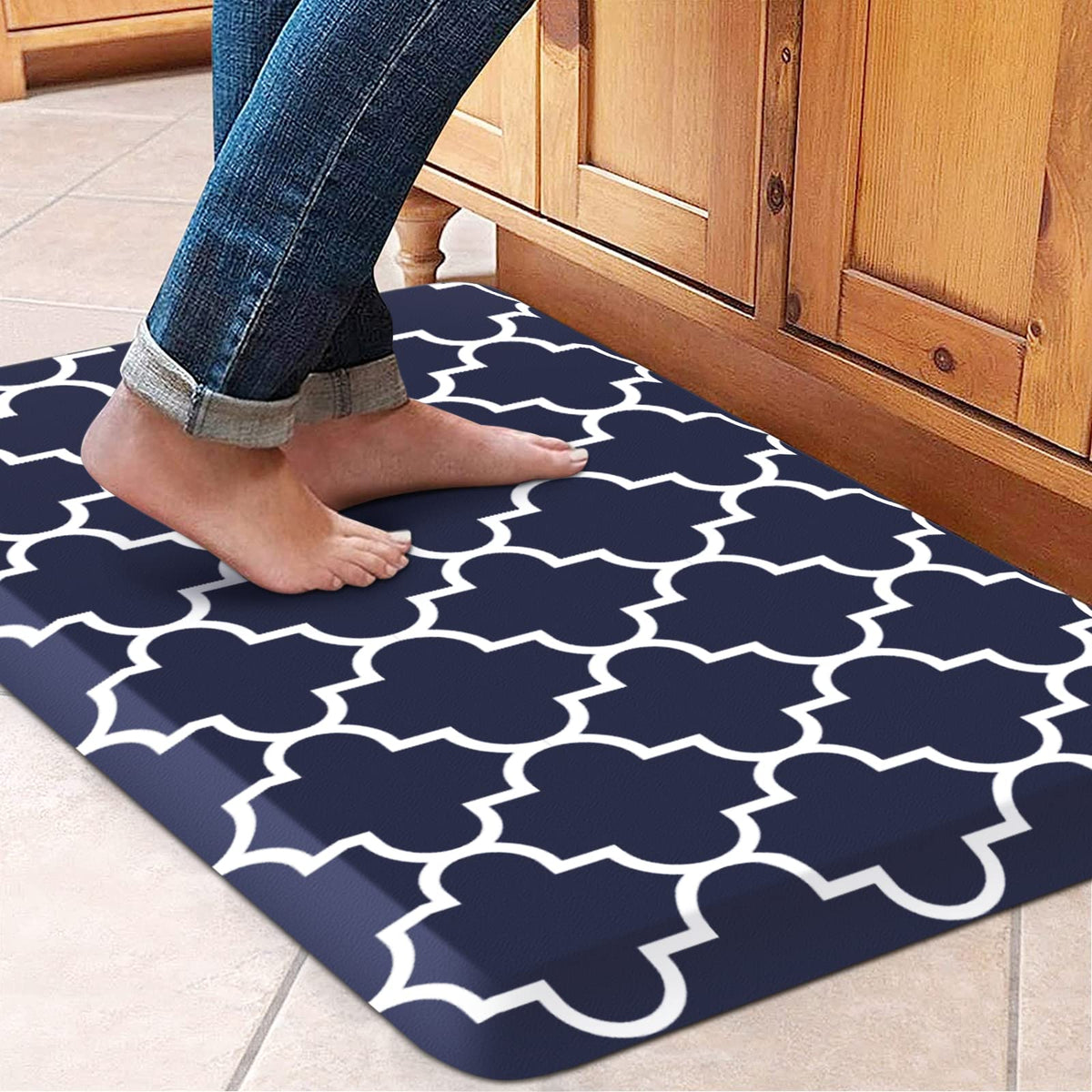 Blue Cushioned Anti-Fatigue Kitchen Mat