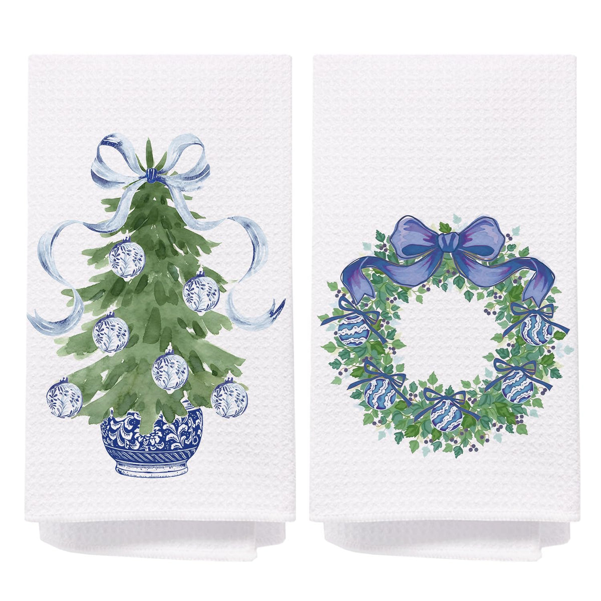 Chinoiserie Christmas Kitchen Hand Towels, 16x24 Inch