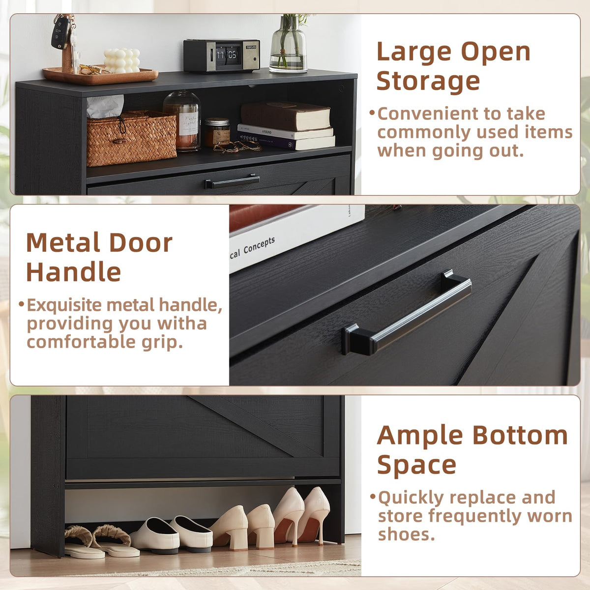 Blue Narrow Shoe Cabinet with 2 Flip Drawers