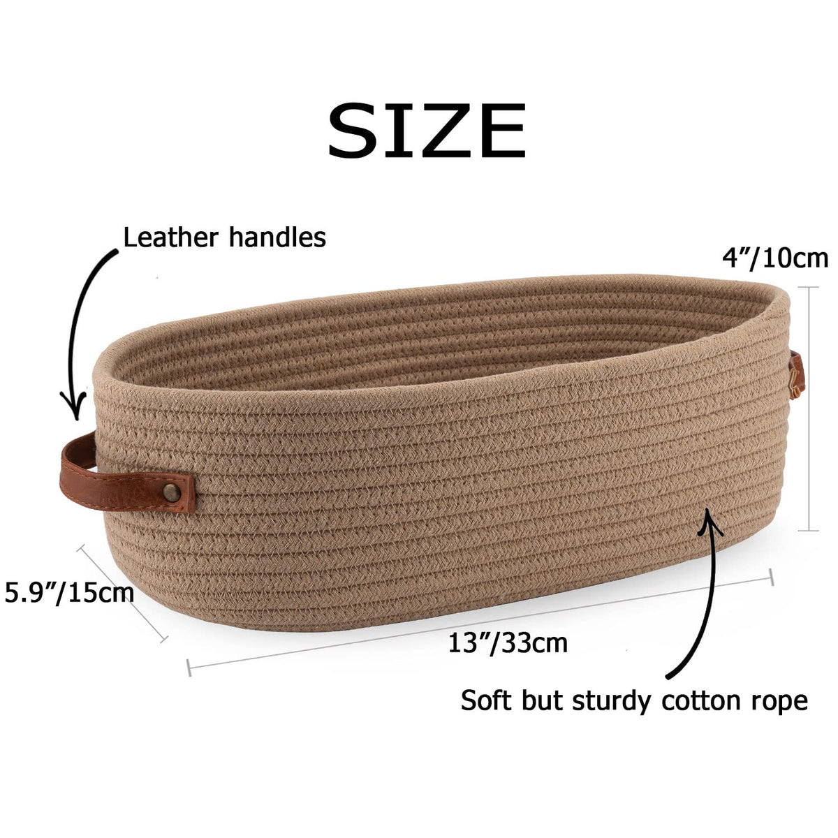 Woven Cotton Rope Toilet Tank Basket, Navy and White