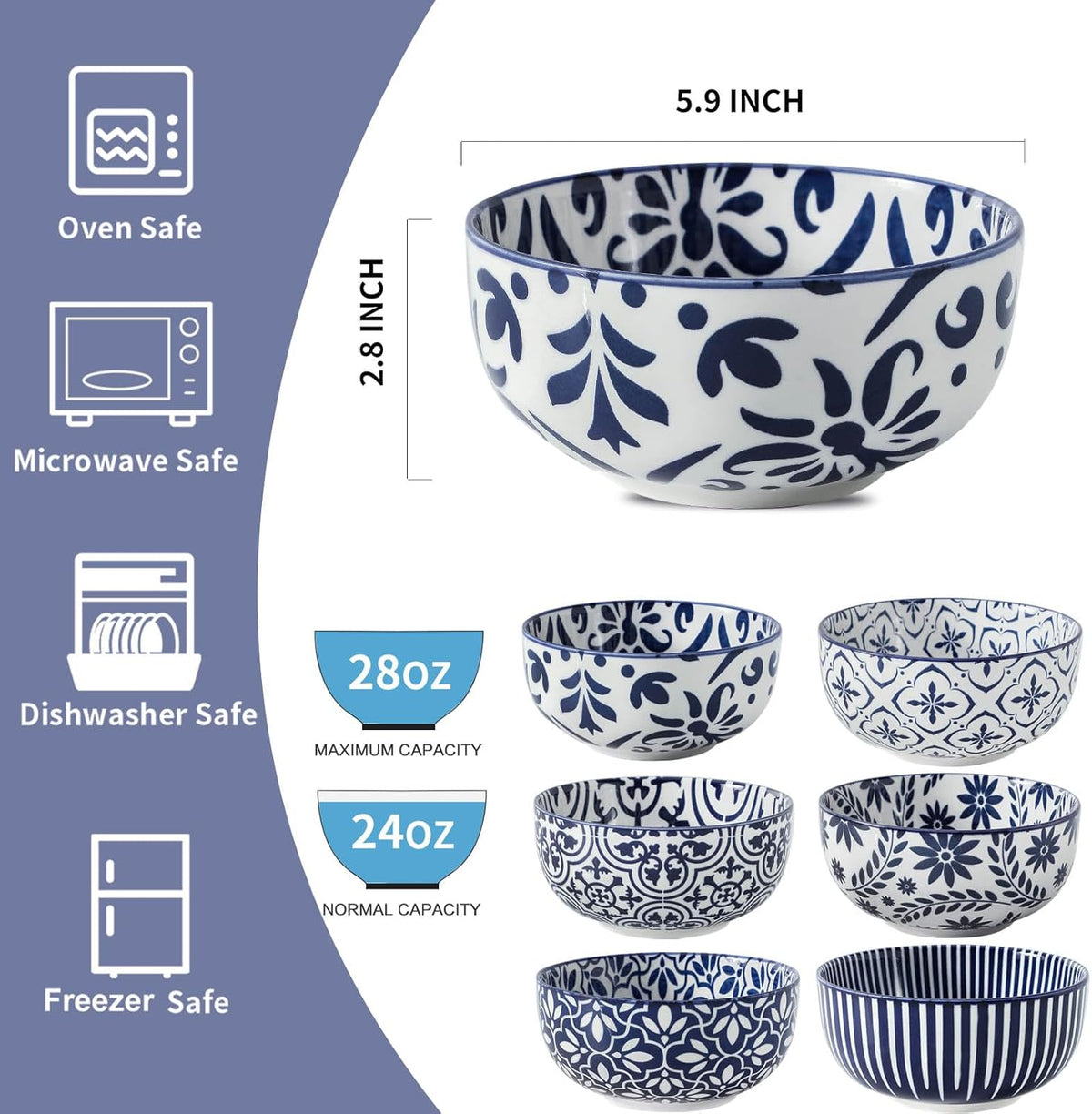 Ceramic Soup Bowls, Set of 6