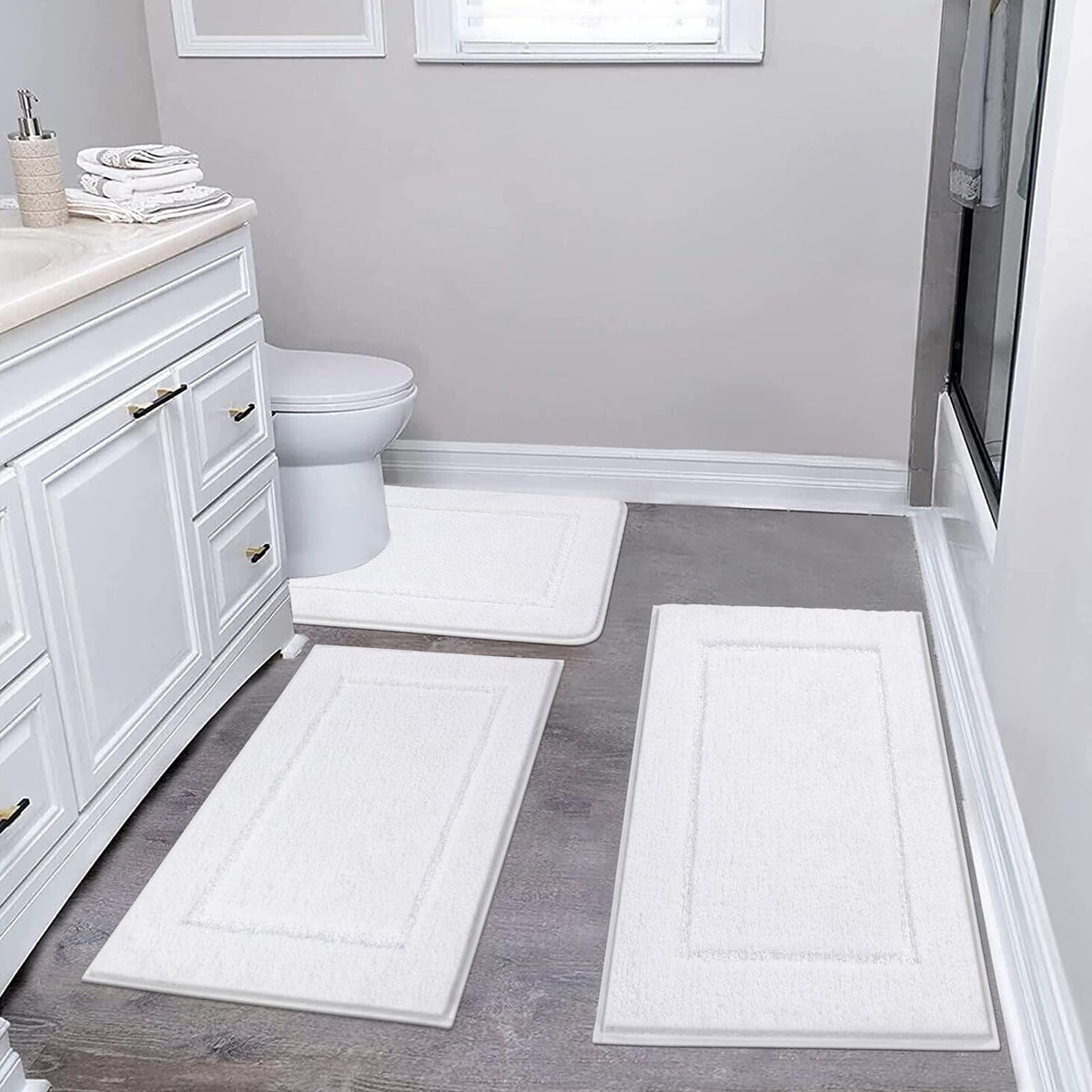 Shaggy Microfiber Bath Rug Set, 3 Piece