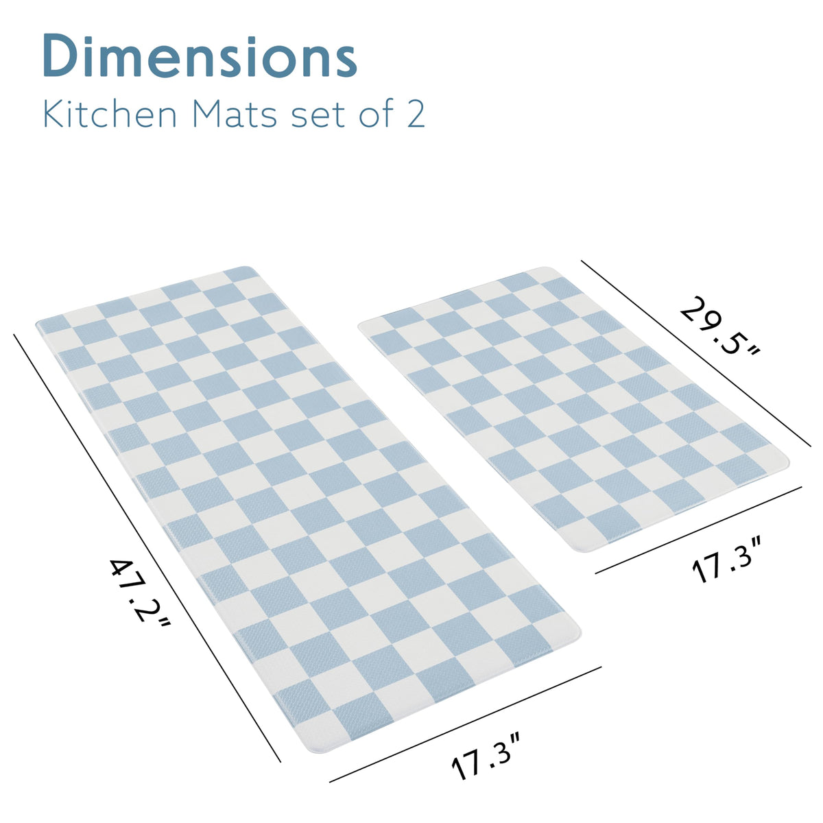 Navy Checkered Kitchen Mats, Set of 2