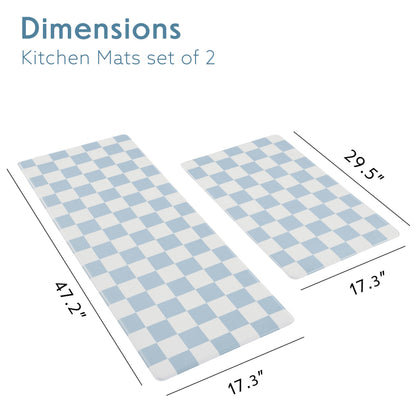 Navy Checkered Kitchen Mats, Set of 2