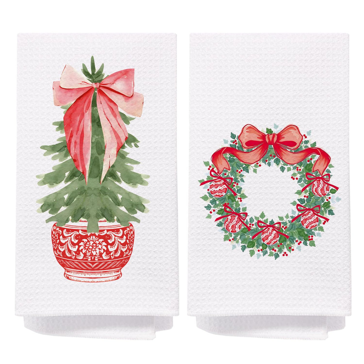 Chinoiserie Christmas Kitchen Hand Towels, 16x24 Inch