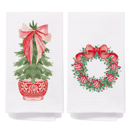 Chinoiserie Christmas Kitchen Hand Towels, 16x24 Inch
