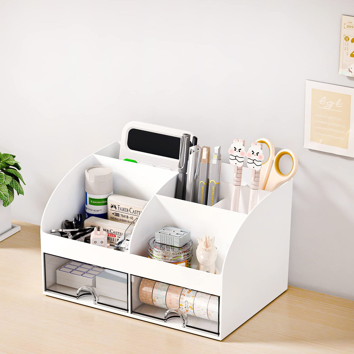 Blue Desk Organizer with 2 Drawers