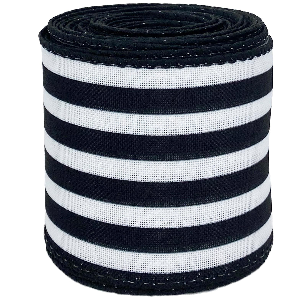 Royal Blue and White Striped Wired Ribbon, 2.5 Inch