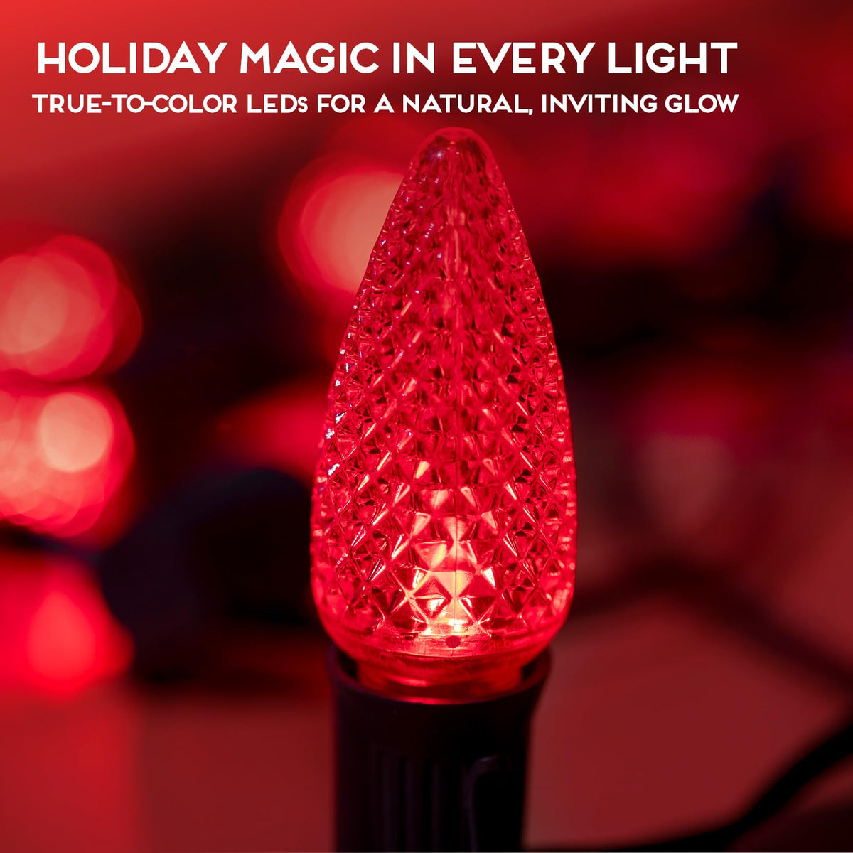Blue C9 Faceted LED Christmas Bulbs, Set of 25