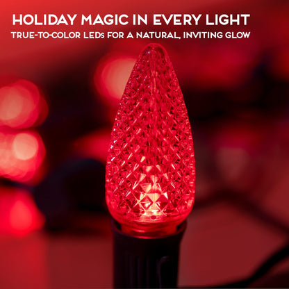 Blue C9 Faceted LED Christmas Bulbs, Set of 25