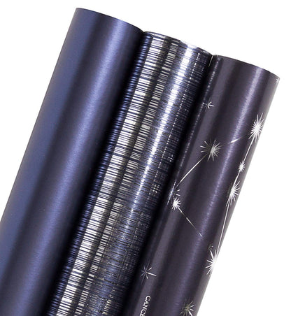 Christmas Wrapping Paper Rolls, Blue and Silver, 4 Rolls