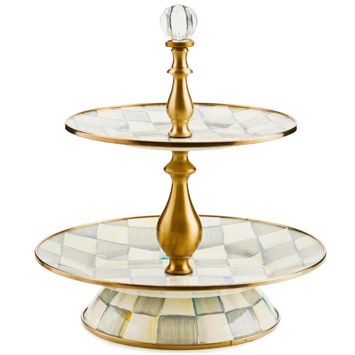 MacKenzie-Childs Two-Tier Sweet Stand, Royal Check