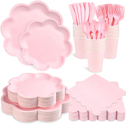 Blue and White Paper Tableware Set, Serves 50