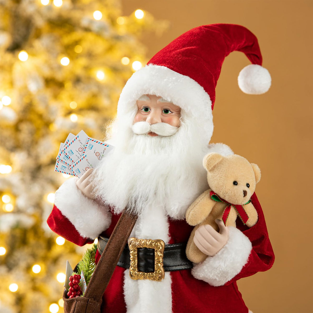 Blue Velvet Santa Figurine, 18 Inch