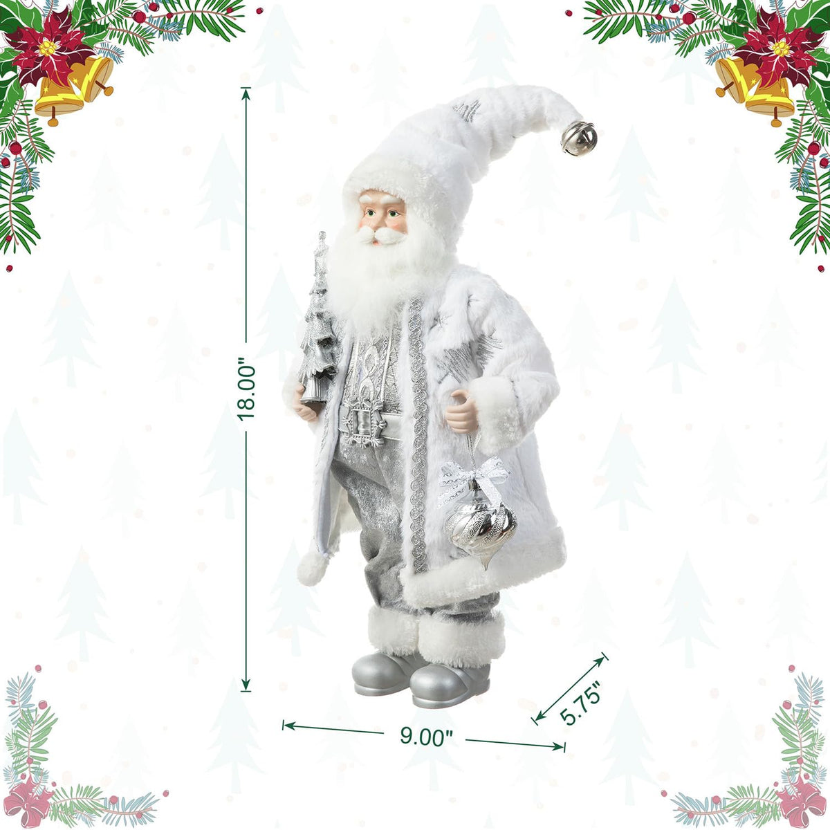 Blue Velvet Santa Figurine, 18 Inch