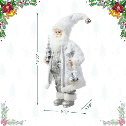 Blue Velvet Santa Figurine, 18 Inch