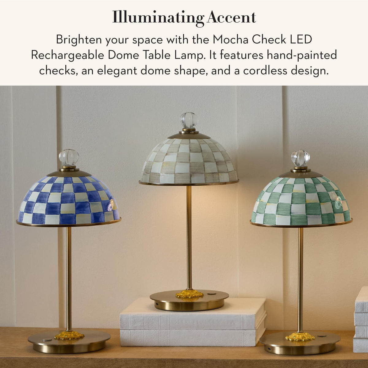 MacKenzie-Childs LED Dome Table Lamp, Sky Check
