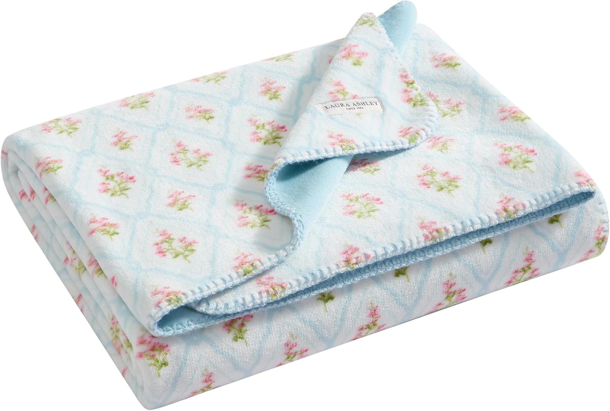 Laura Ashley Reversible Plush Throw, 50x70