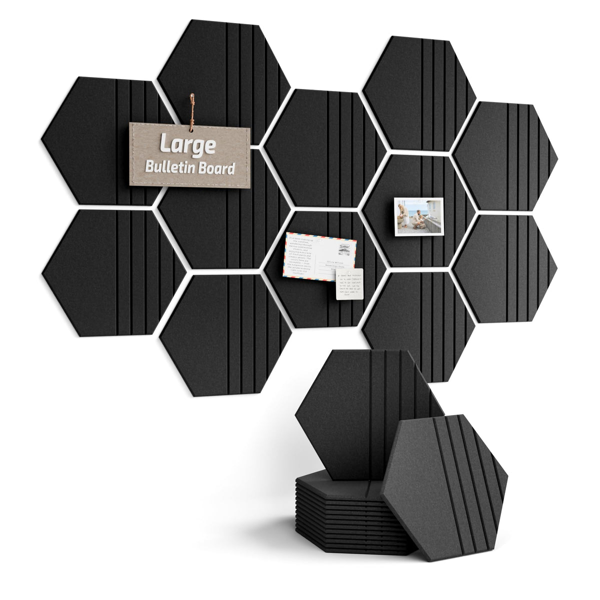 Blue Hexagon Felt Pin Board Tiles, 12 Pack