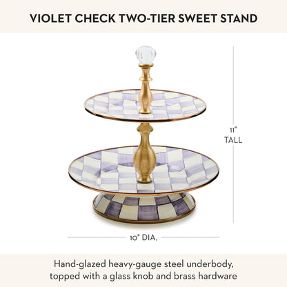 MacKenzie-Childs Two-Tier Sweet Stand, Royal Check