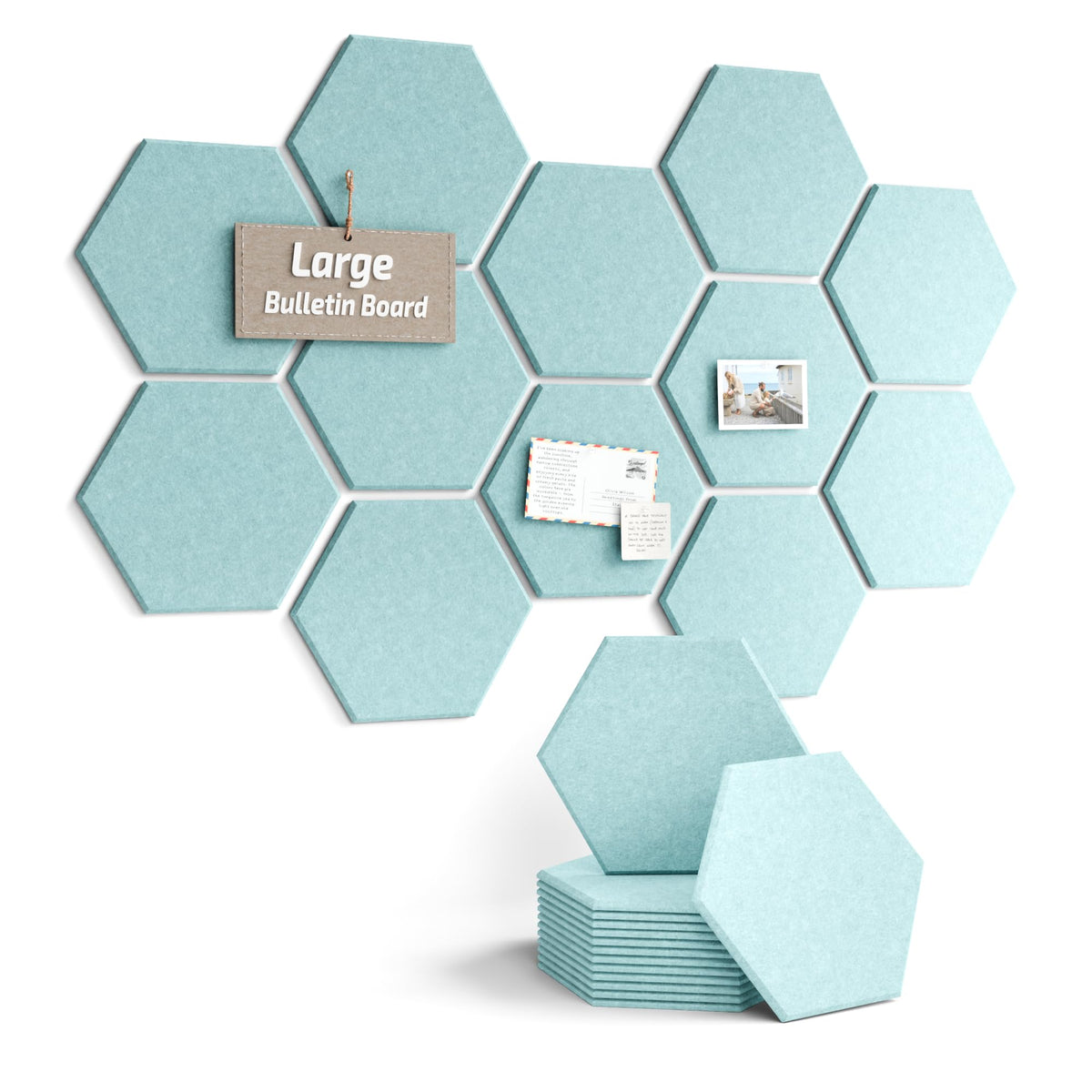 Blue Hexagon Felt Pin Board Tiles, 12 Pack