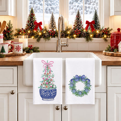 Chinoiserie Christmas Kitchen Hand Towels, 16x24 Inch