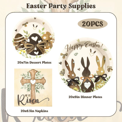 Blue and White Floral Paper Plates and Napkins, Serves 20