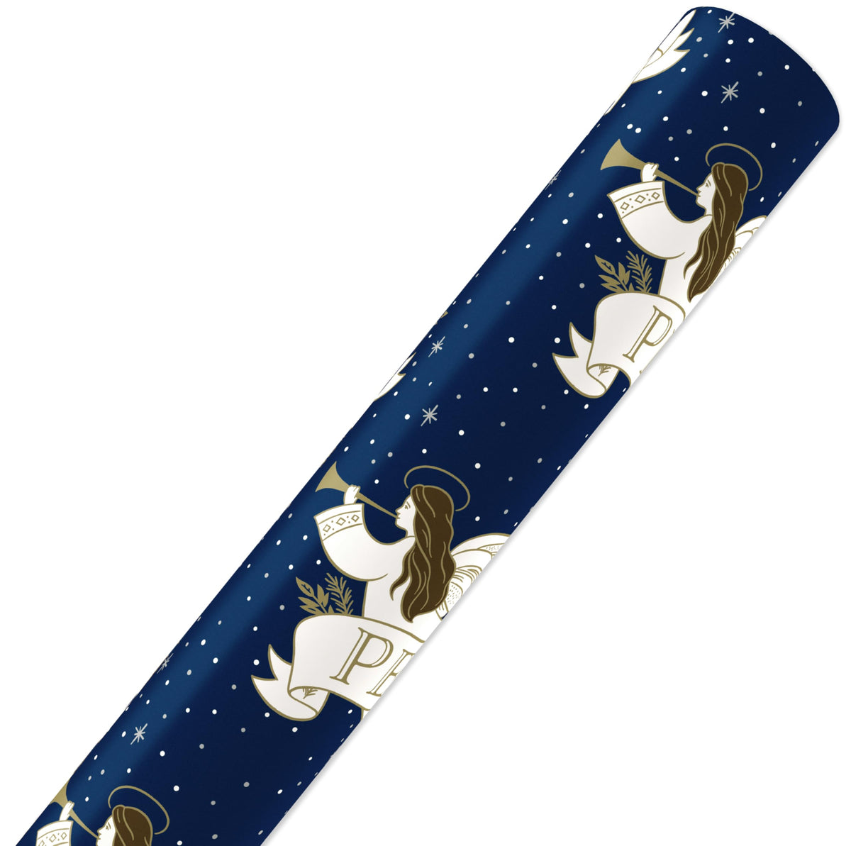 Navy and White Nativity Christmas Wrapping Paper