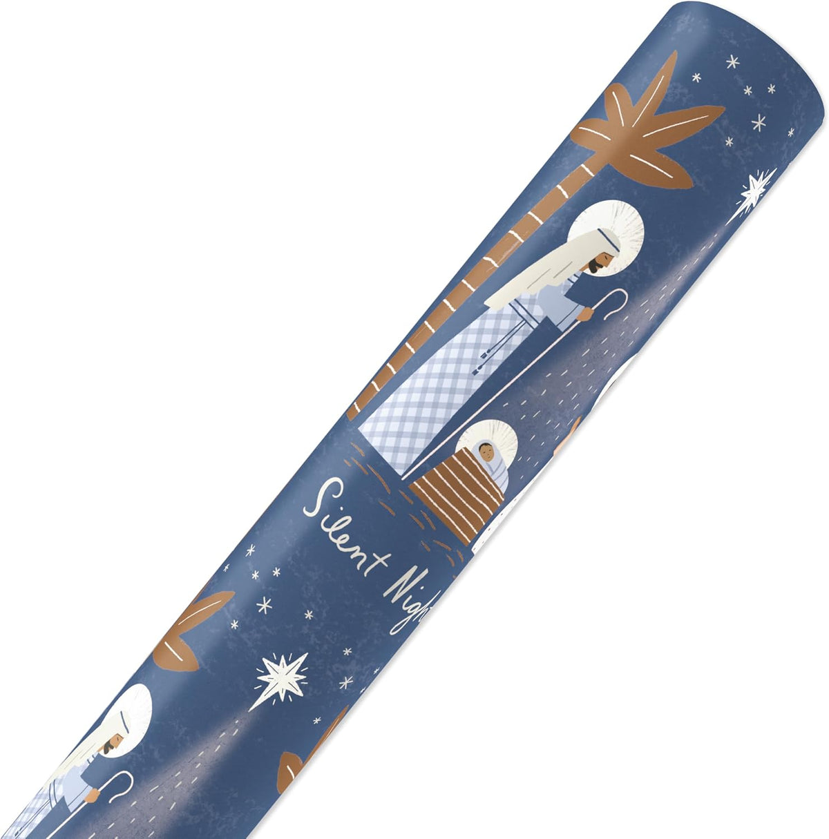 Navy and White Nativity Christmas Wrapping Paper