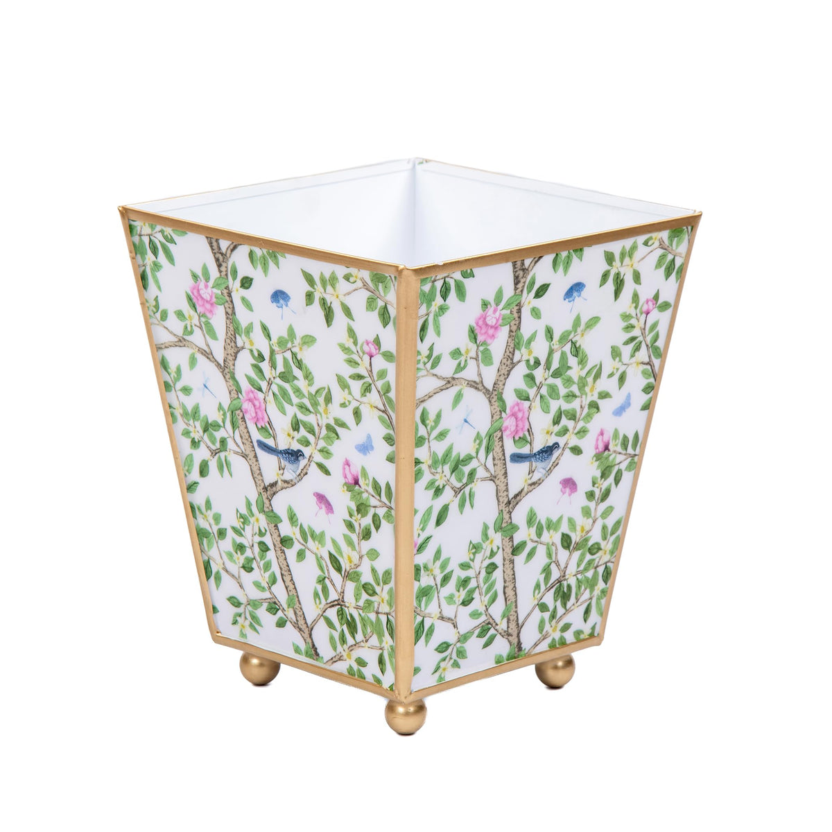 Blue and White Enamel Cachepot, 4 Inch