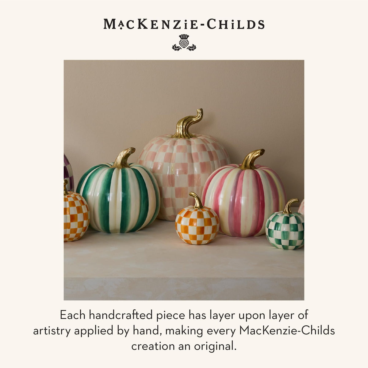 MacKenzie-Childs Resin Pumpkin, Royal Check