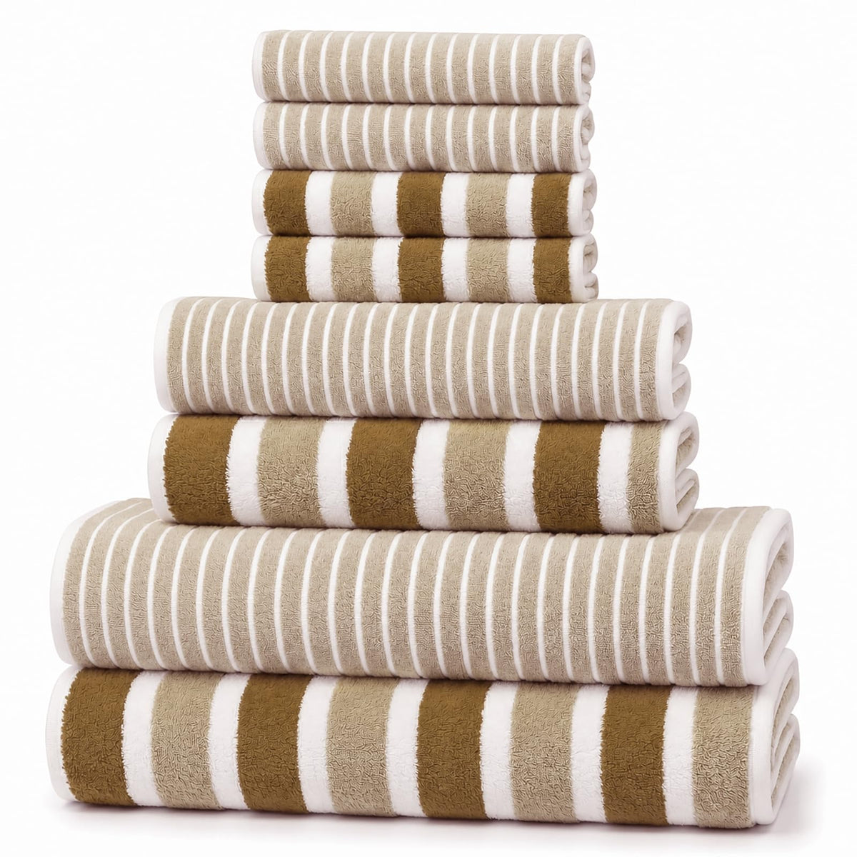 Striped Bath Towel Set, 8 Piece