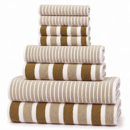 Striped Bath Towel Set, 8 Piece