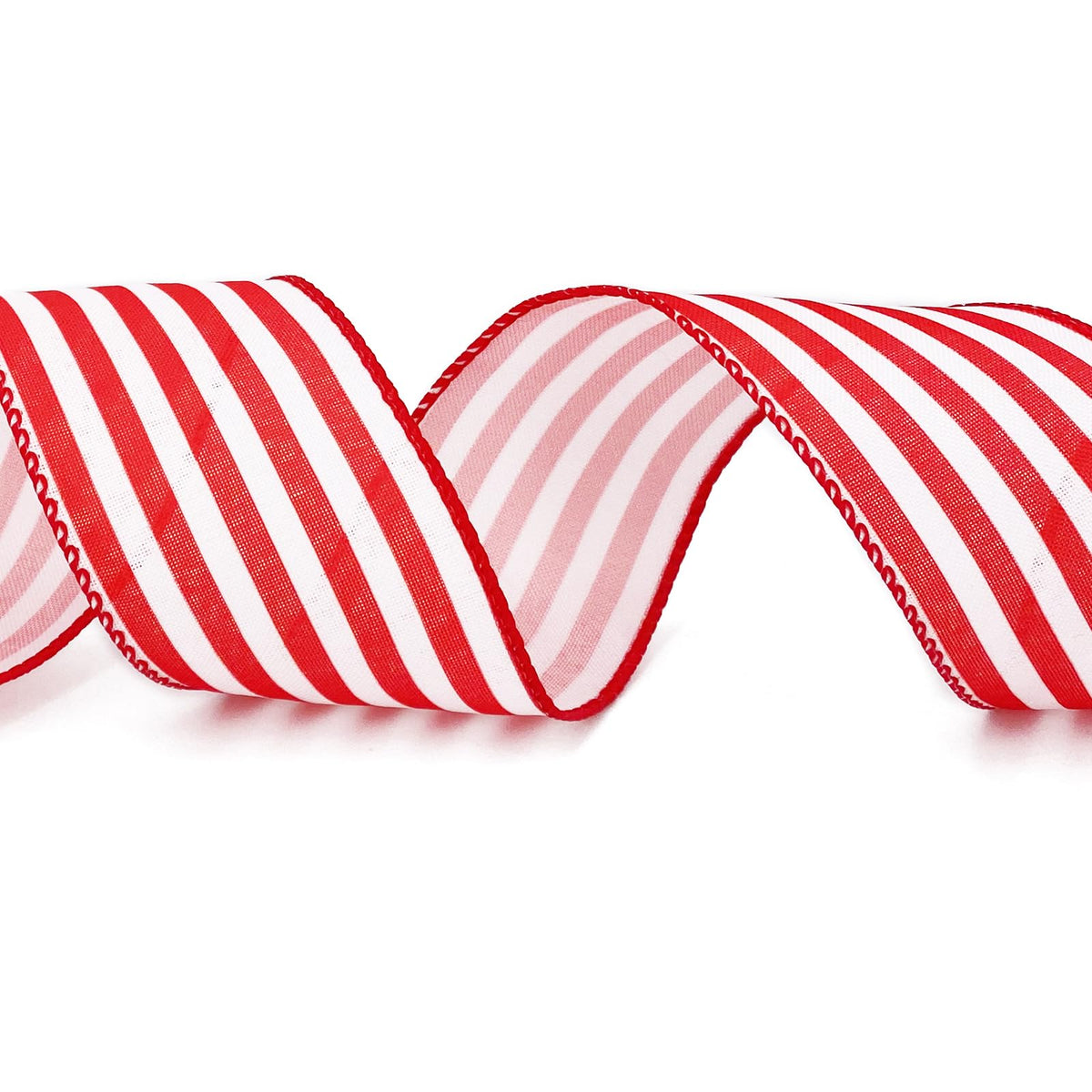 Royal Blue and White Striped Wired Ribbon, 2.5 Inch