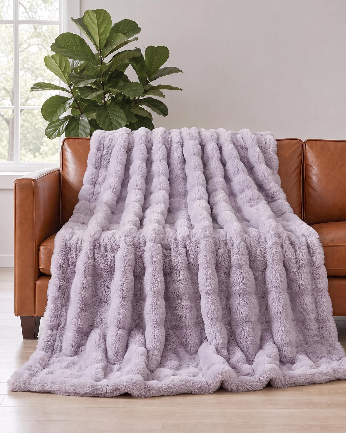 Faux Fur Bubble Throw Blanket, 50 x 60 Inch