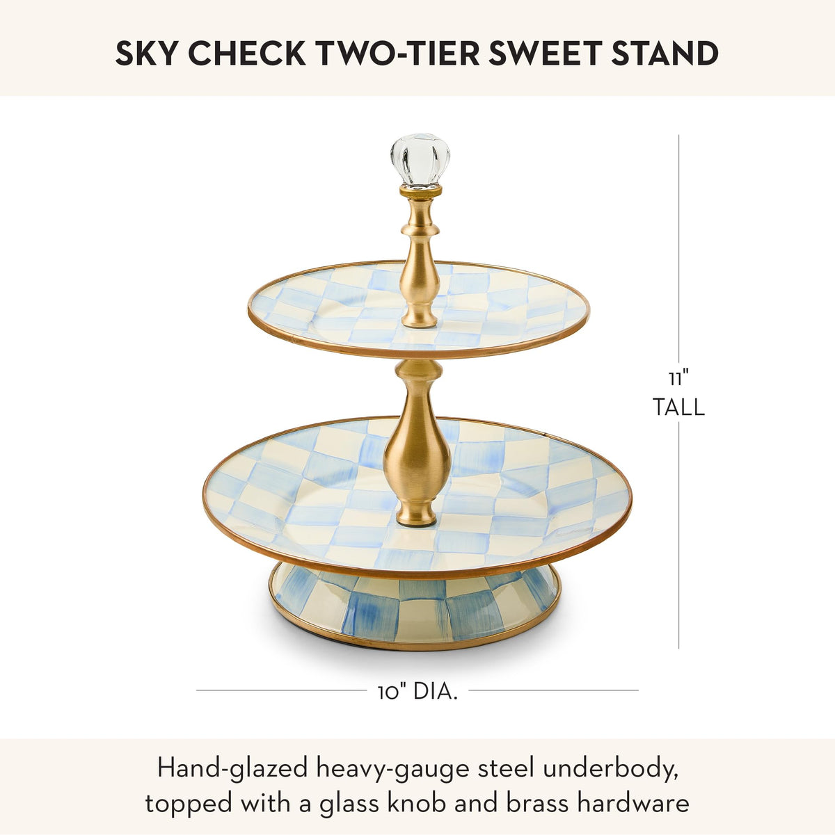 MacKenzie-Childs Two-Tier Sweet Stand, Royal Check