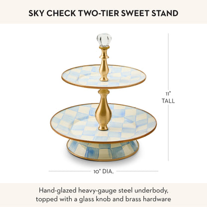 MacKenzie-Childs Two-Tier Sweet Stand, Royal Check