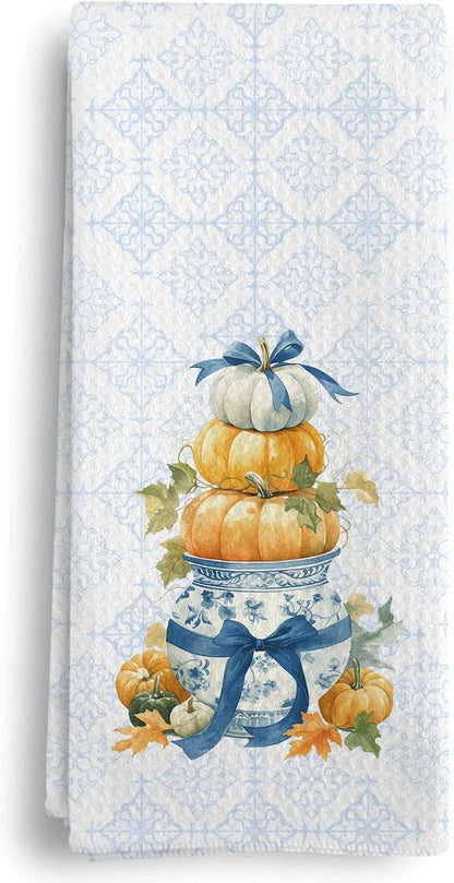 Chinoiserie Waffle Kitchen Towels, 16 x 24 Inch
