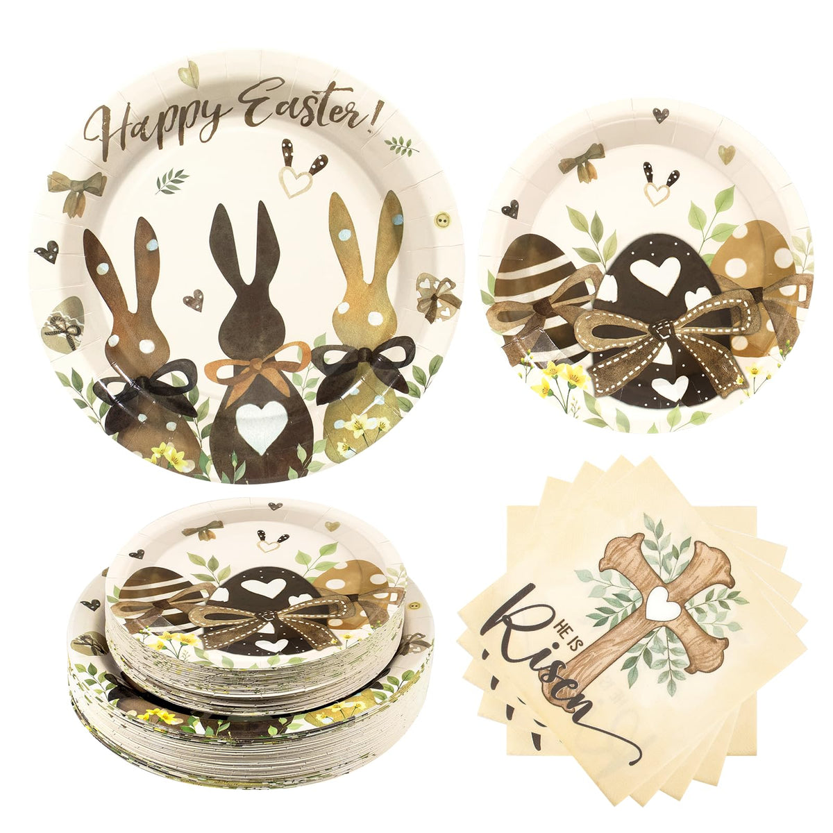 Blue and White Floral Paper Plates and Napkins, Serves 20