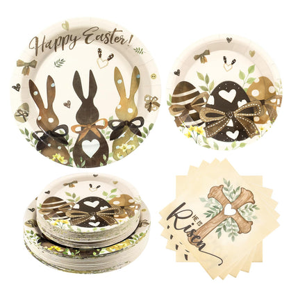 Blue and White Floral Paper Plates and Napkins, Serves 20