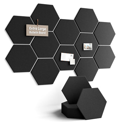 Blue Hexagon Felt Pin Board Tiles, 12 Pack