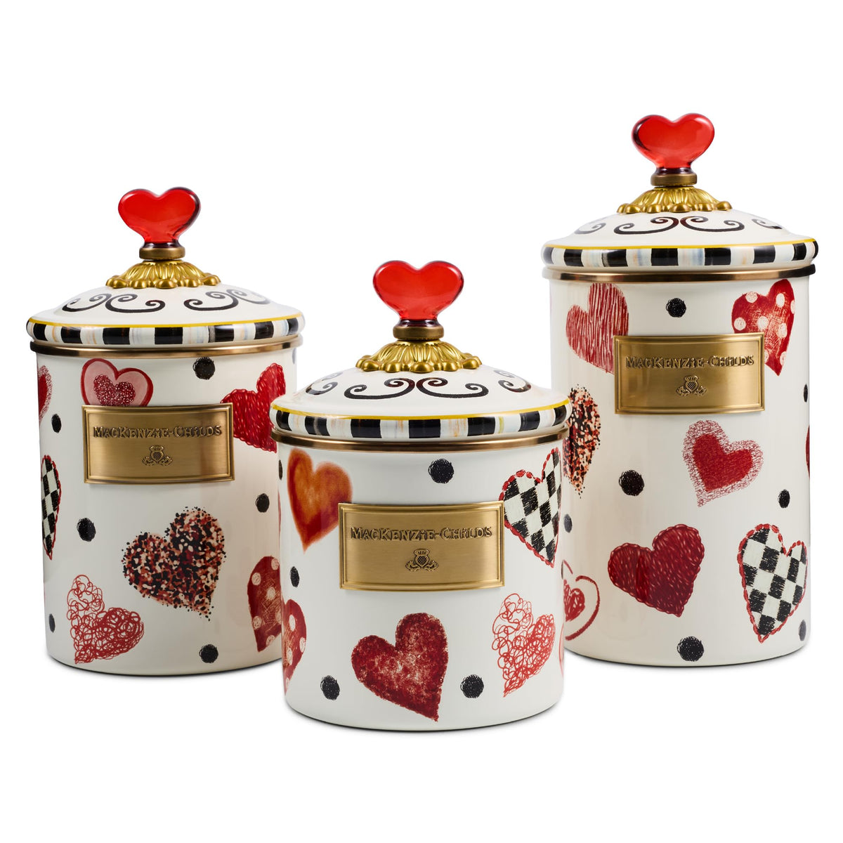 MacKenzie-Childs Enamel Canister Set, Royal Check